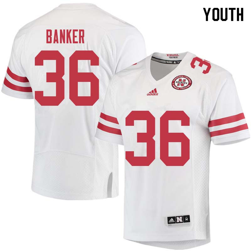 Youth #36 Christian Banker Nebraska Cornhuskers College Football Jerseys Sale-White
